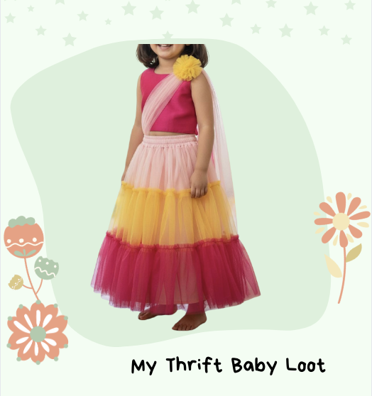 Preloved Like new polka dot lehenga choli (3-4 years)
